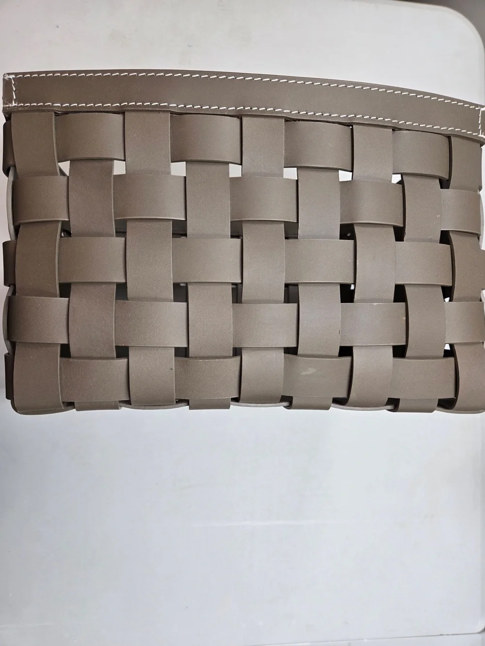 QUINCE Set Of 3 Recycled Woven Leather Baskets Brown 9343